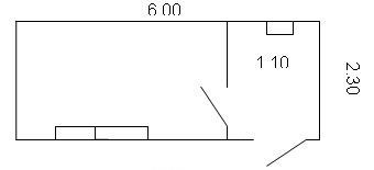 План деревянной бытовки 2,3х6 м