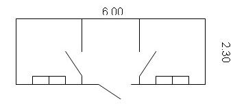 План деревянной бытовки 2,3 на 6 м