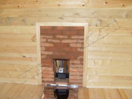 Облицовка топки металлической банной печи "Сахара" от фирмы "Теплодар" огнеупорным кирпичом